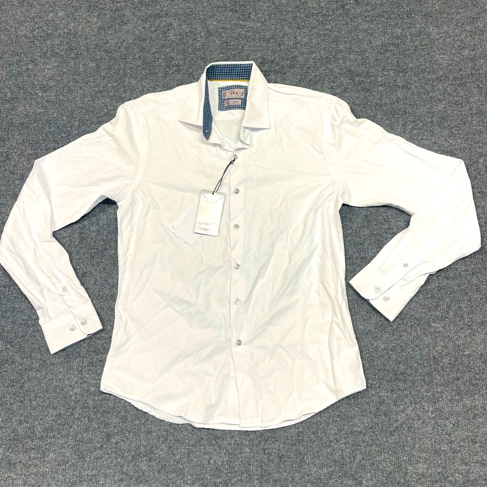 Truly Slim Fit Shirt Men’s Long Sleeve Button Up White Size S